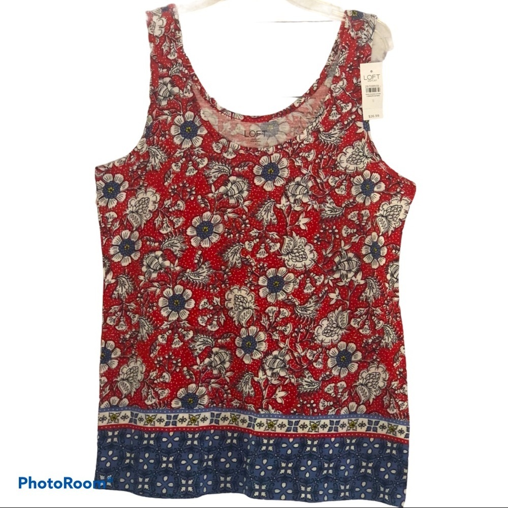 Loft Floral print Patriotic looking Tank-size small